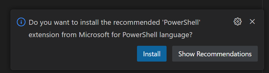 Visual Studio Code suggest me to install Powershell extension