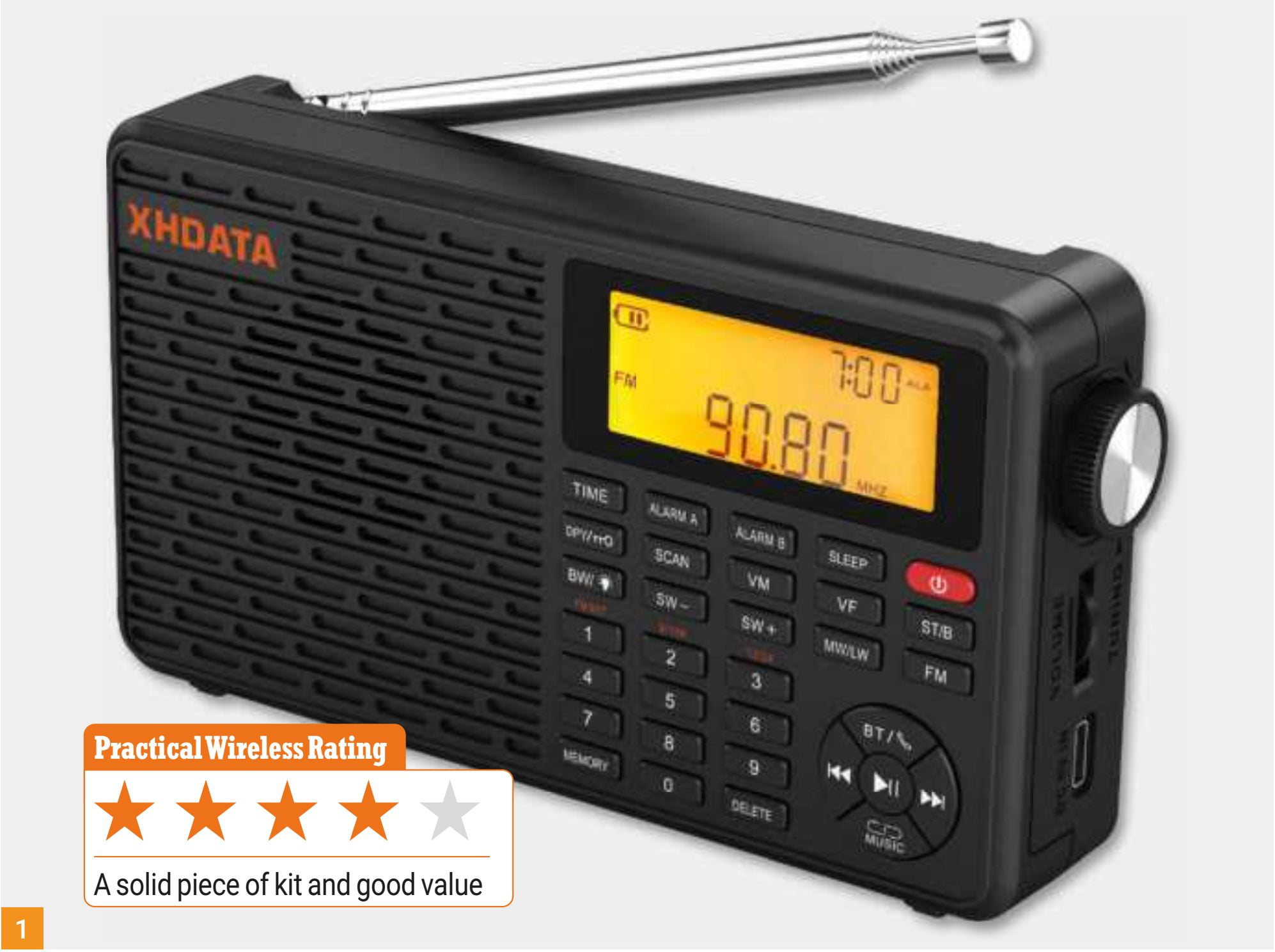 Fig. 1: The XHDATA D-109 Multiband Radio and Bluetooth Music Player.